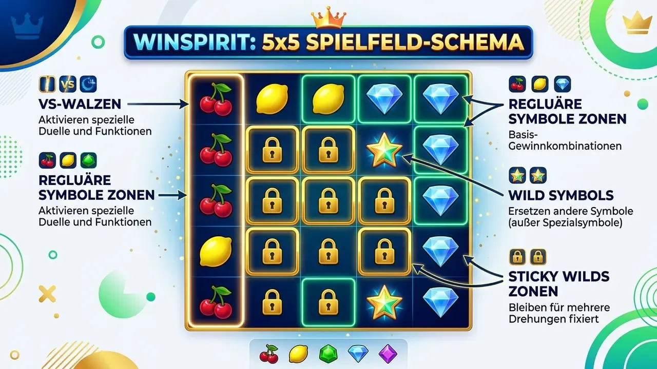 wanted dead or a wild slot Spielfeld-Schema mit Wild-Zonen
